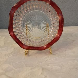 VINTAGE CRANBERRY RIMMED CANDY/NUT DISH